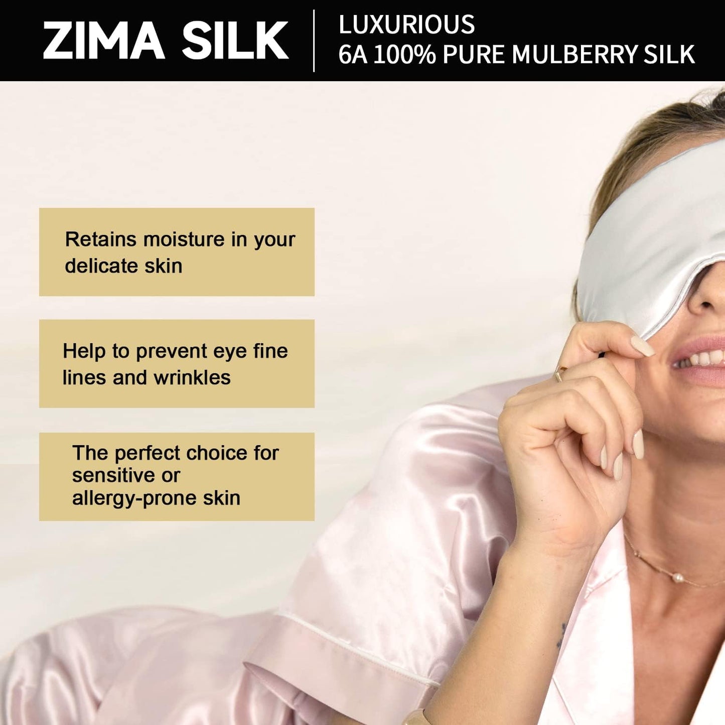 ZIMASILK Adjustable 22 Momme 100% Pure Mulberry Silk Sleep Mask, 3D Contoured Cup Eye Mask for Sleeping, Super Soft Breathable Blindfold, Perfect Blocks Light for Sleeping (Black)