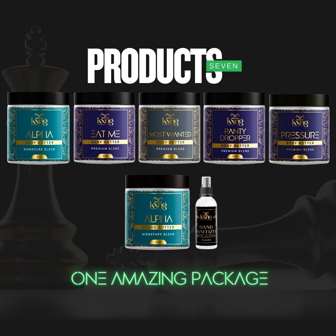 KXNG Cosmetics, Body Butter, Organic Skin Care for Men and Women, Body Moisturizer Lotions and Creams, Raw Shea Butter, Cocoa Butter, Mango, Coconut Oil, Hand, Foot, All Skin Types (Men's Care Pack)