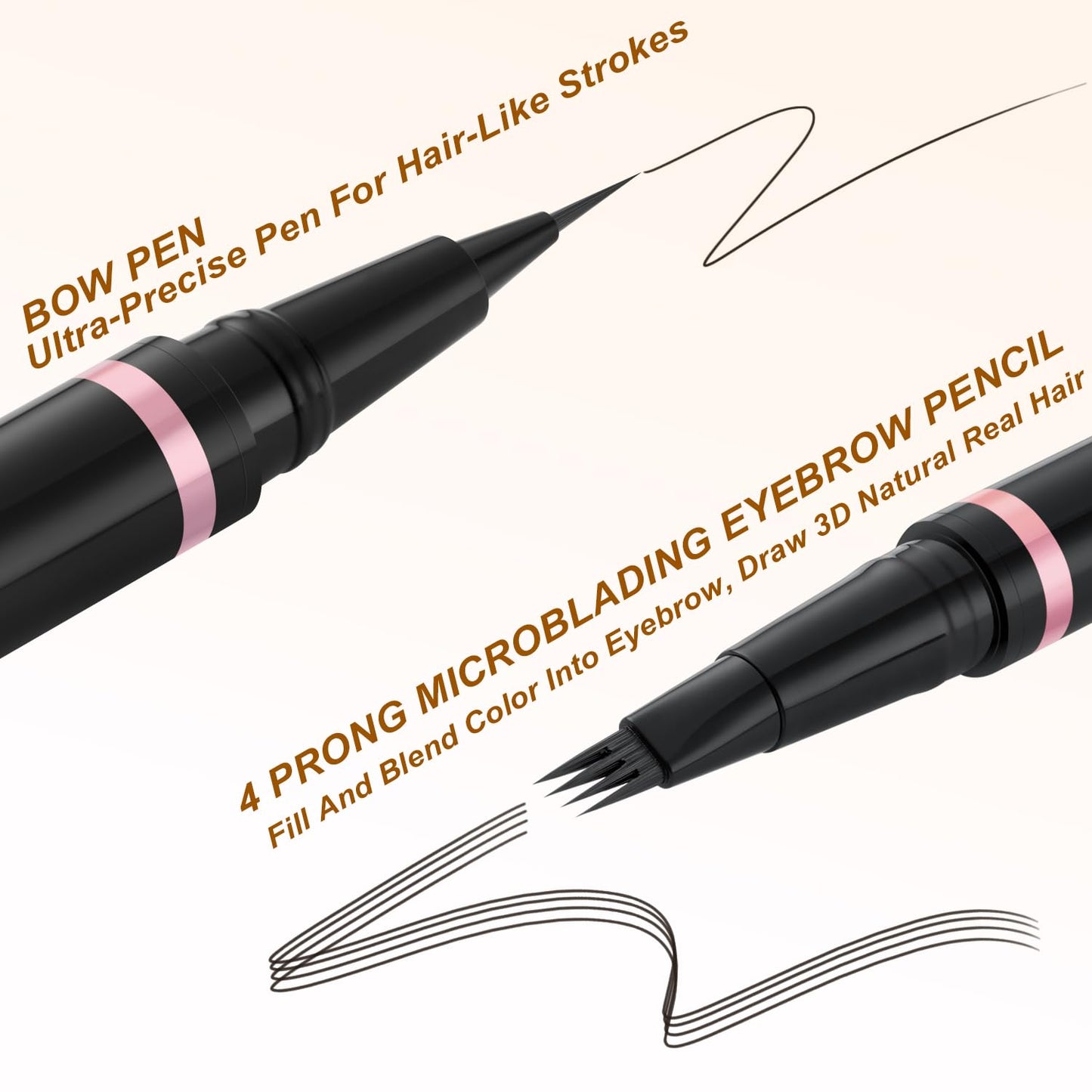 LAVONE Eyebrow Pencil Makeup Kit, with Waterproof 2-IN-1 Microblading Eyebrow Pen, Eyebrow Pomade, Eyeliner and Dual-ended Eyebrow Brush, Brow Pencil Kit for Natural Eyebrows - Ebony