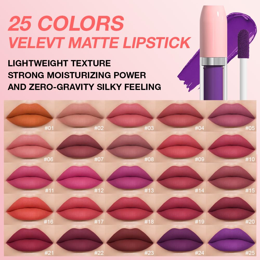 BINGBRUSH Super Matte Longwear No-Budge Stay On Smudge Proof Liquid Lipstick Long Lasting Makeup for Women,Highly Pigmented Color and Instant Shine, Cheeky