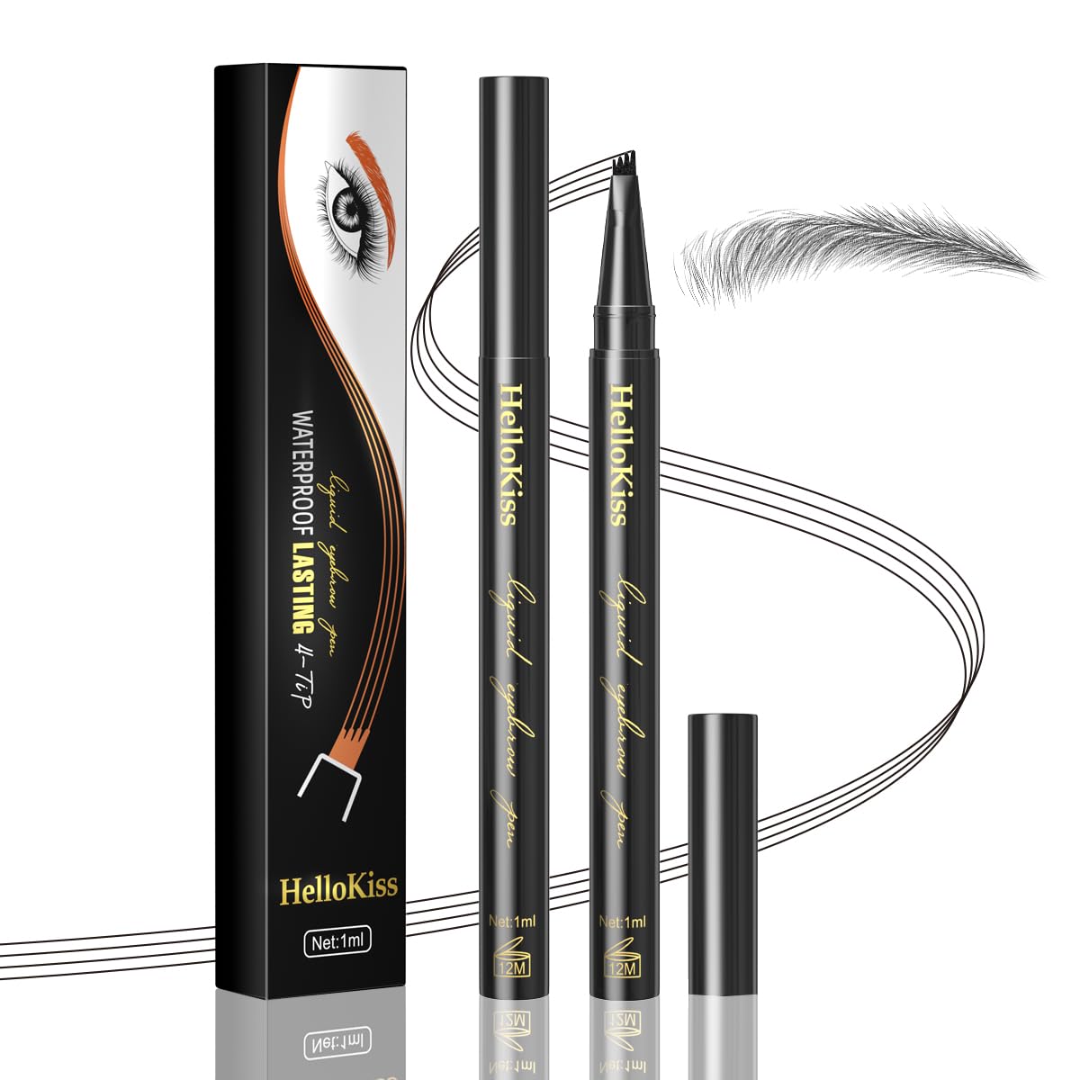 Microblading Eyebrow Pencils For Women,Eyebrow Pen,Brow Pencil,Long Lasting Waterproof And Sweat-Proof,4 Tip Precise Eye Brow Makeup Pen,Create Natural Hair-Like Brows