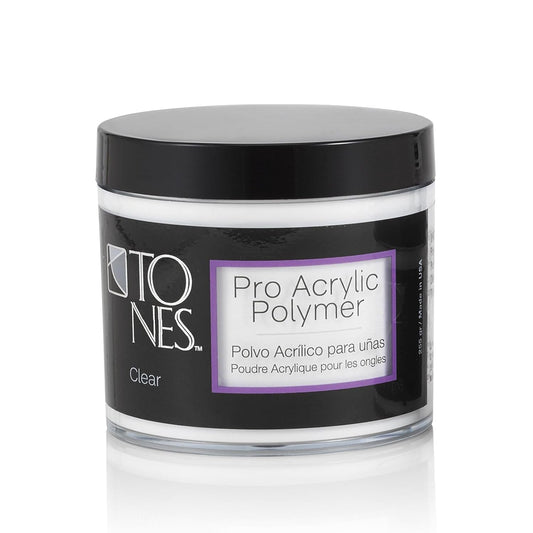 Tones Pro Acrylic Nail Powder, Sparkling Clear (Clear with Sparkles), (8.5 Fl Oz) - Long-Lasting & Non-Yellowing Polymer for Salon Quality Nail Extensions & 3D Art