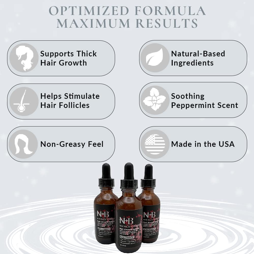 N+B Hair Growth Serum - Helps Promote Thicker, Fuller, & Healthier Hair w/Biotin, Natural-Based Formula, Helps Prevent Hair Fall & Thinning, For Women In All Hair Types - (2oz.) (6-Pack)