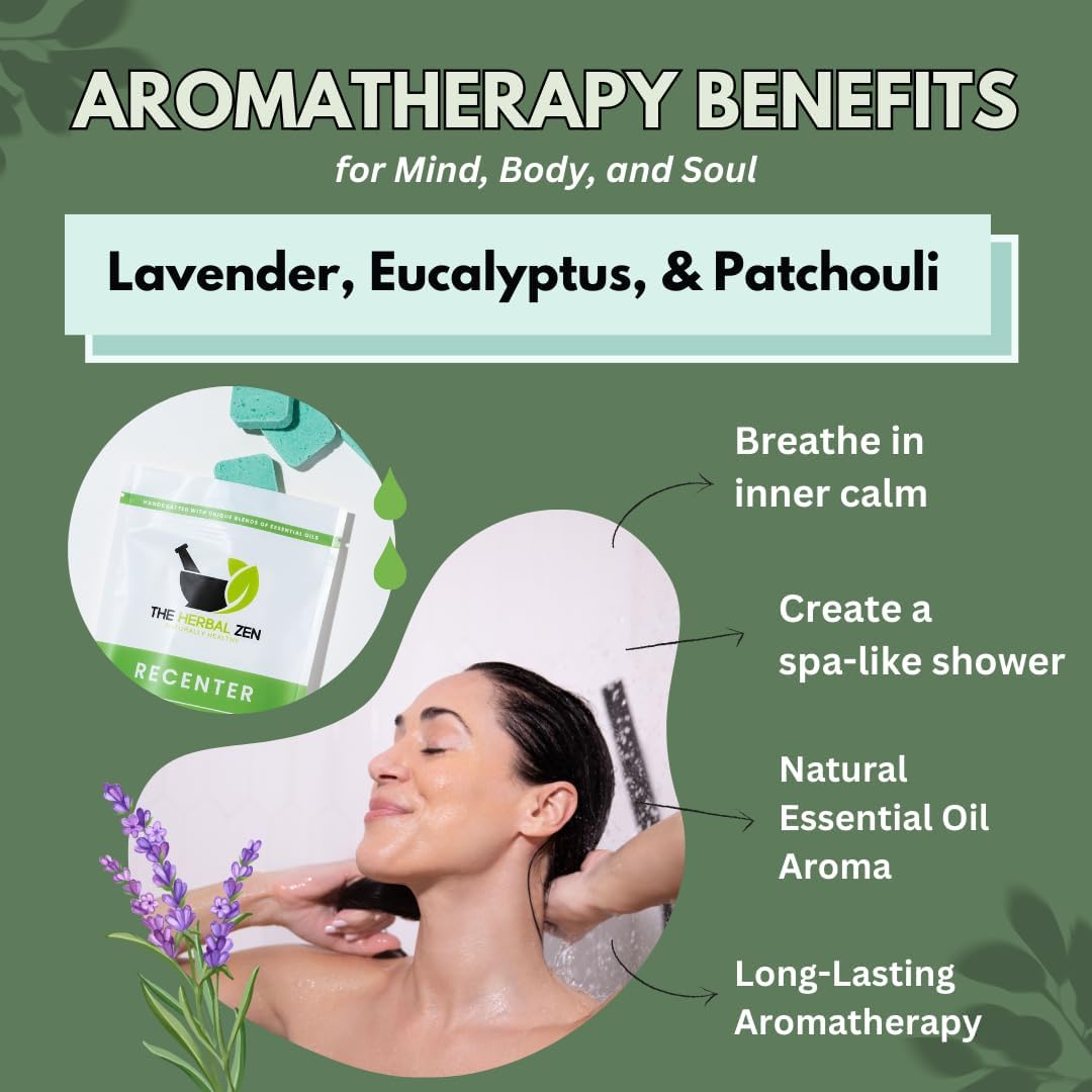 Recenter Shower Steamers Aromatherapy with Lavender and Eucalyptus Essential Oils, Aromatherapy Shower Bombs, Self Care Gift, Birthday Gift for Women, Bath Steamer for Women and Men