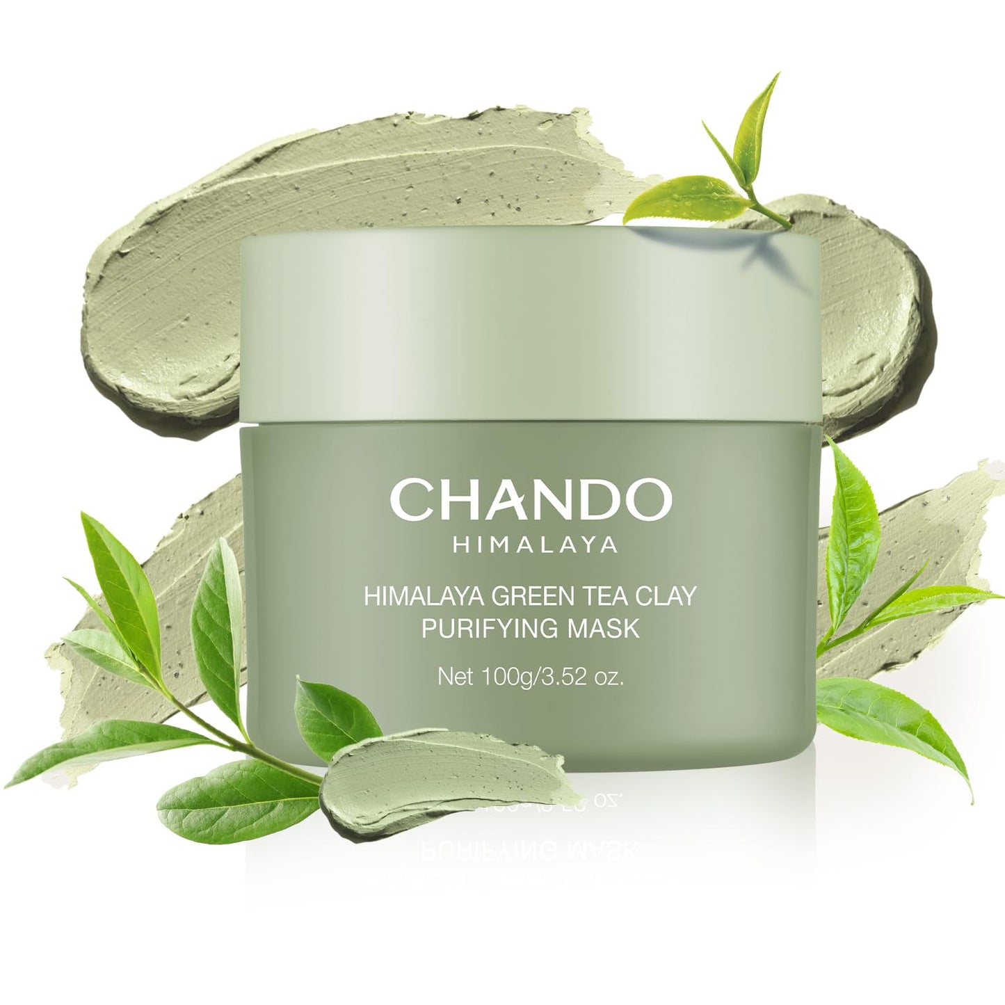 Purifying Green Tea Mask, Natural Facial Clay Mask Deep Pore Cleansing with Green Tea Extract and Portulaca Extract, for Clogged Pores, Detoxifies & Balance Oil, 3.52 fl.oz