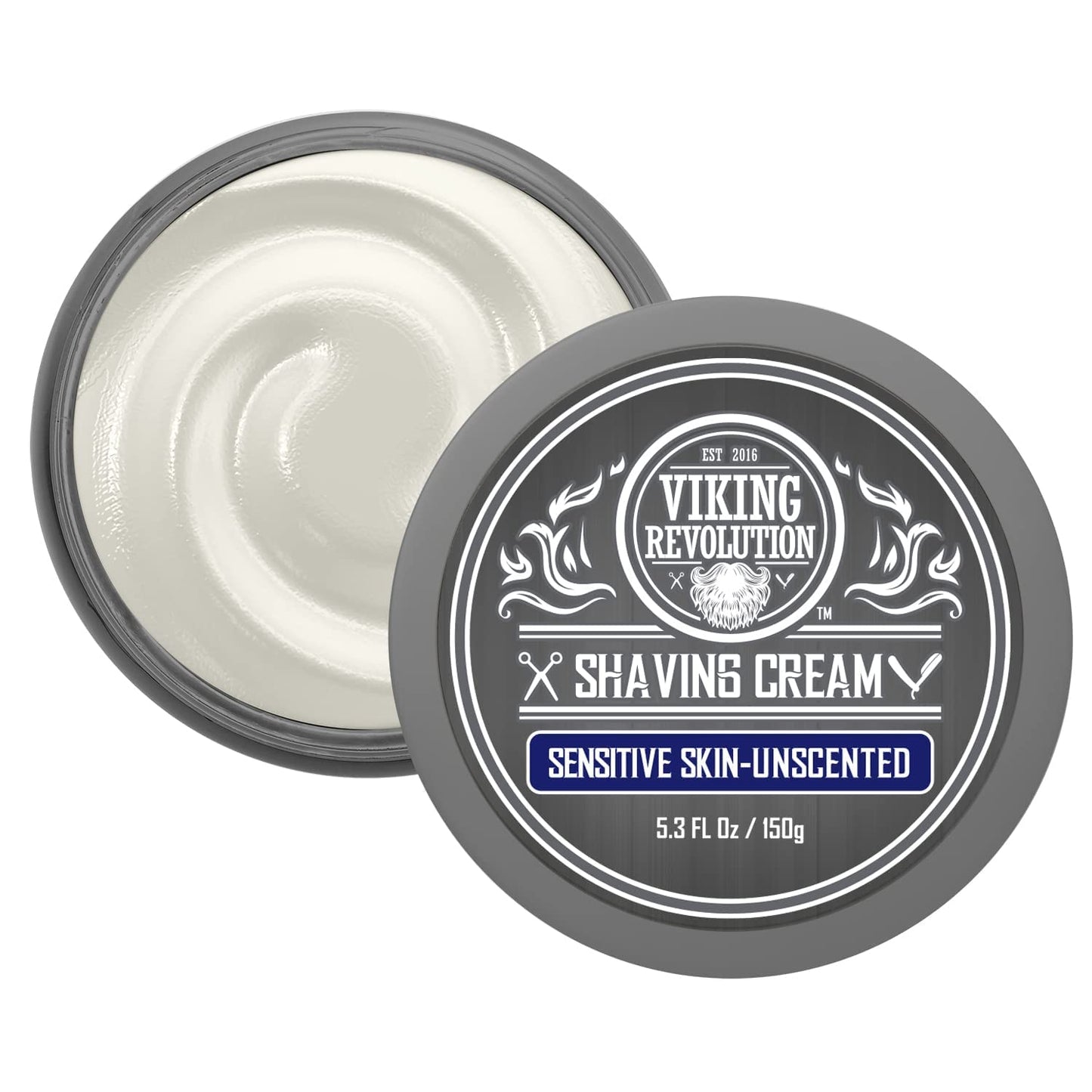 Luxury Shaving Cream for Sensitive Skin- Unscented - Soft, Smooth & Silky Shaving Soap - Rich Lather for the Smoothest Shave - 5.3oz