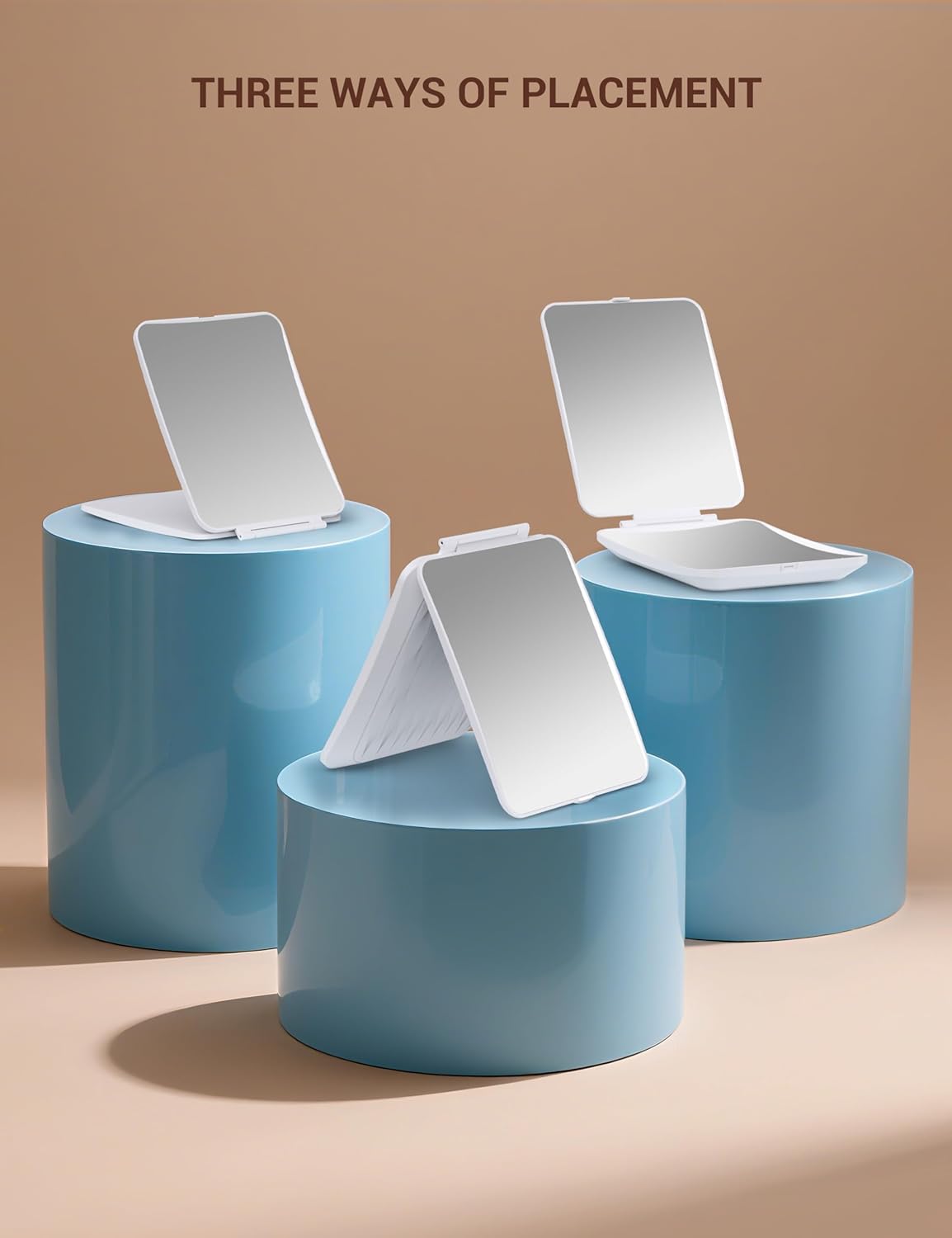 Travel Makeup Mirror with 1X/10X Magnifying, Portable Folding Make Up Tabletop Mirror for Office, Compact Vanity Mirror for Travel (Pearl White, No LED Lights)