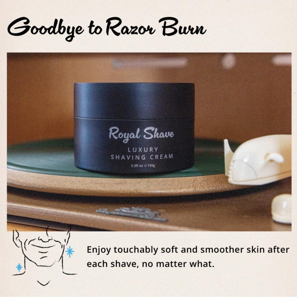 Luxury Shaving Cream for Men by Royal Shave, Rich, Soothing, Moisturizing, Hydrating & Nourishing Cream for Smooth, Close Shave (Made in UK) Sandalwood
