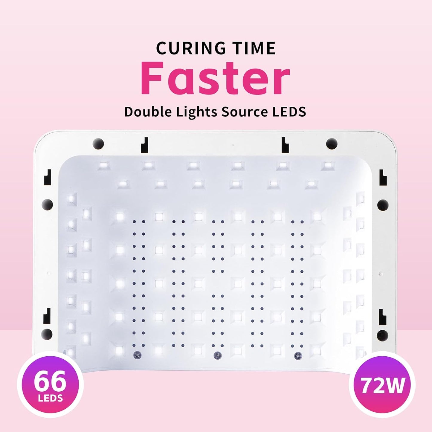 Missshine UV Nail lamp 72w 66 Dual Source Beads, Large Space uv Light for Gel Nails with Tilting Hand Pillow and Smart Touch Screen, Mirror Removable Base Nail lamp with 4 timers and Built-in USB