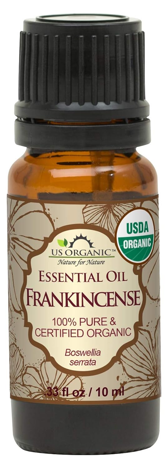 US Organic 100% Pure Frankincense Essential Oil, USDA Certified Organic, Steam Distilled, Boswellia serrata, Sourced from India, Topically or in Diffuser, Perfect for Aging Skin, All skin type (10 ml)