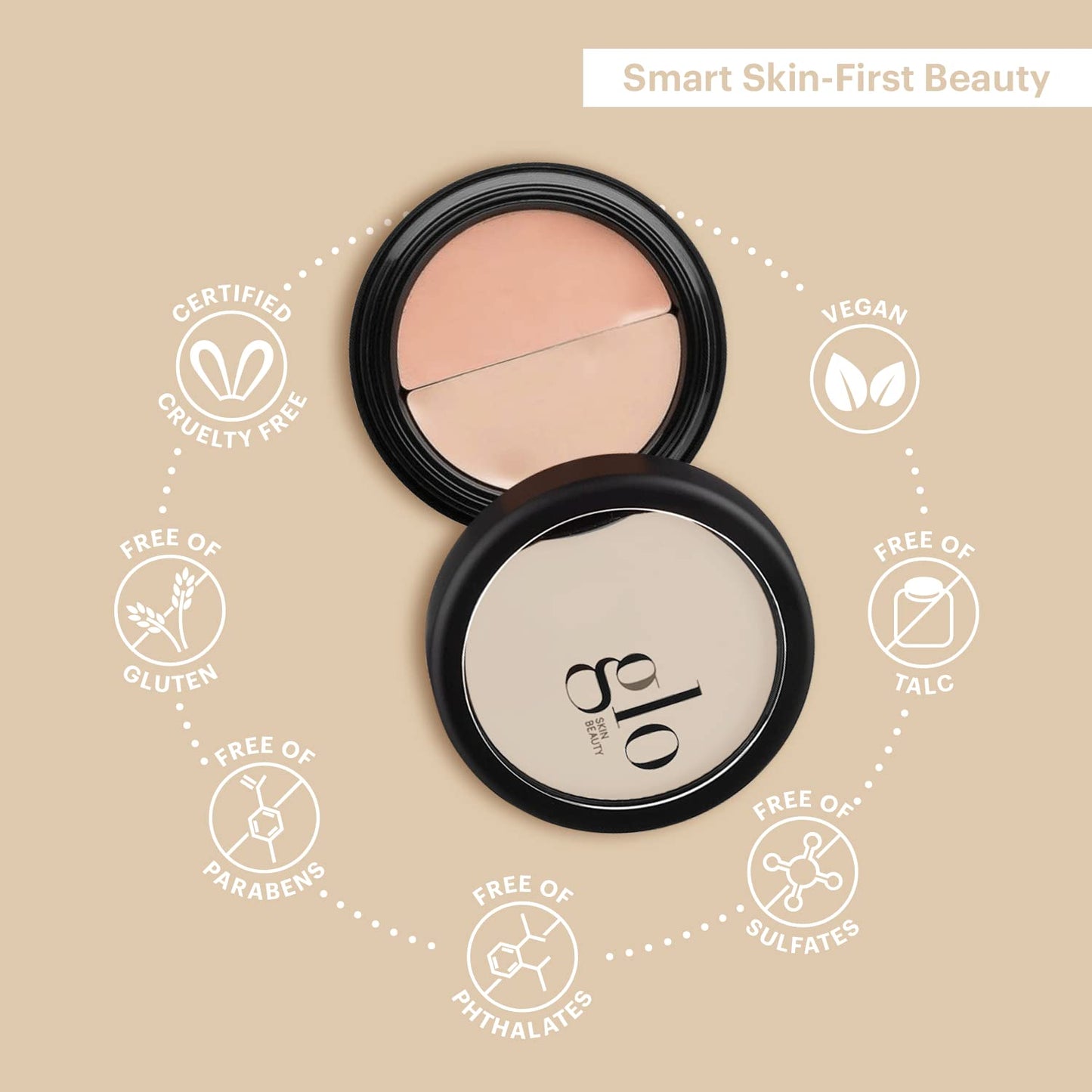 Glo Skin Beauty Under Eye Concealer Makeup with Duo Shades for Custom Blending - Corrects & Conceals Dark Circles & Redness - Buildable Longwearing Coverage (Beige)