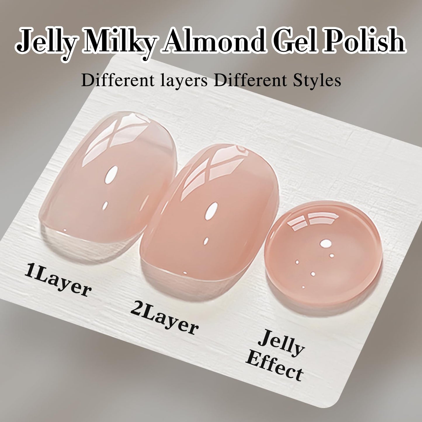 Double Rhythm Translucent Gel Polish Sheer Neutral Natural Light Milky Same Color Same Bottle 15ML Jelly UV Polish Nail Art DIY at Home (Milky Almond-A1491)