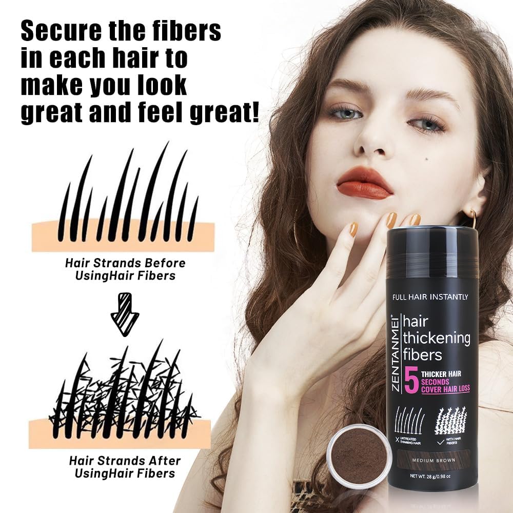 Hair Fibers for Thinning Hair for Women All-Natural Hair Building Fibers 0.98 Oz Hair Volume Powder Bald Spot Cover Up for Men & Women (Dark Brown)