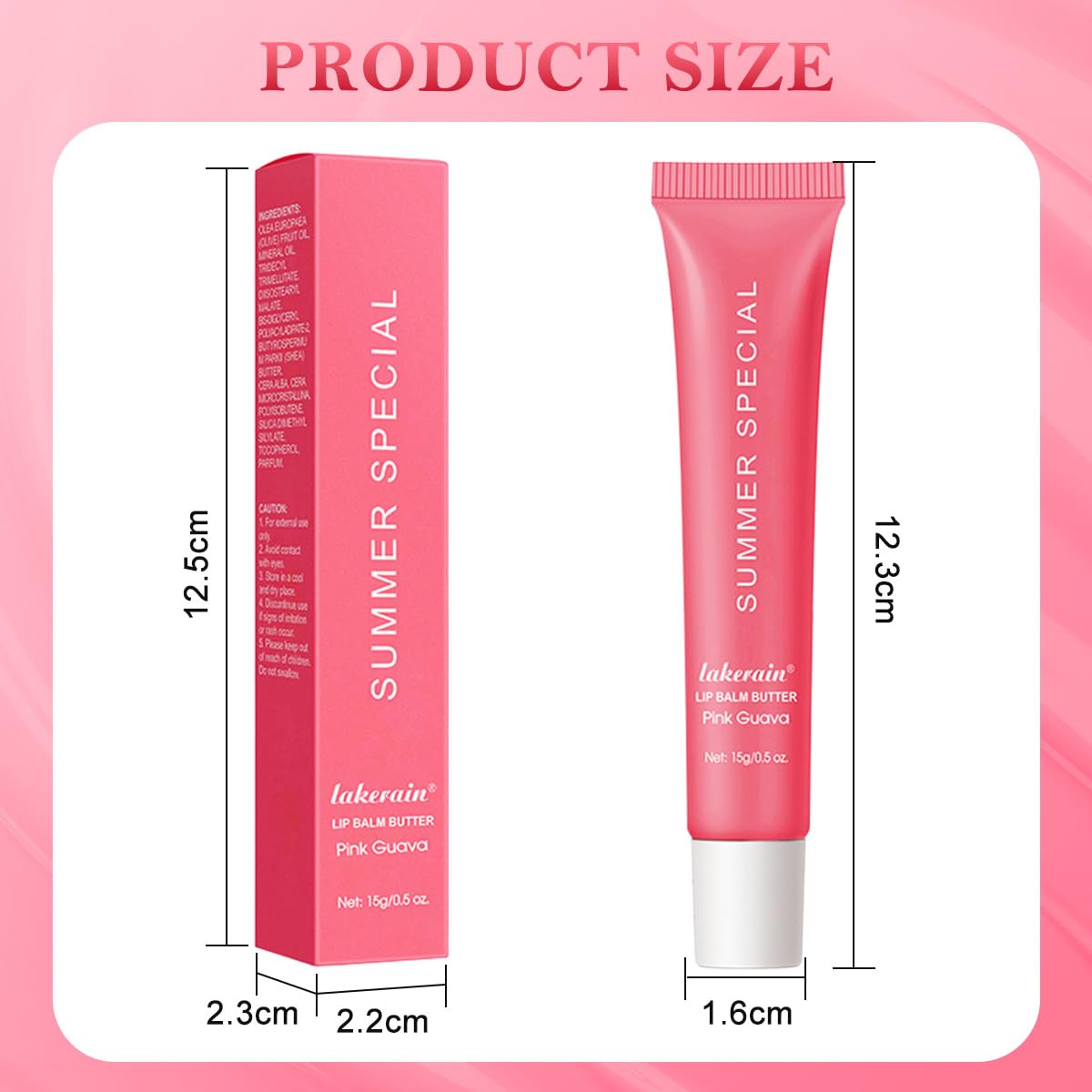 Summer Lip Butter Balm, Moisture and Hydration Lip Gloss, Long-lasting Hydrating Non-Sticky Lip Balm, Soften Dry Lips Lip Care (#Pink Guava, 1Pcs)