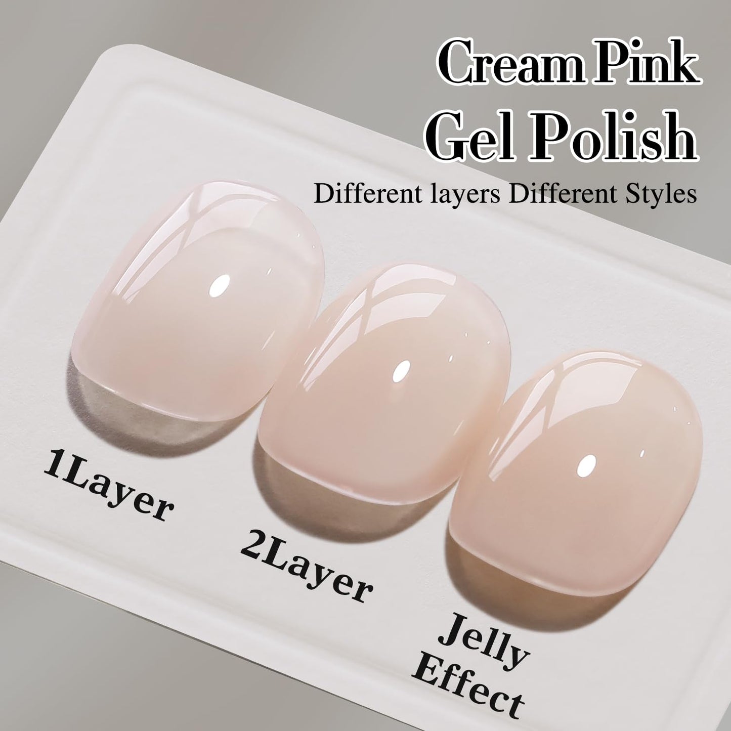 Double Rhythm 0.50 OZ Translucent Gel Polish Same Color Same Bottle Sheer Pastel Neutral Natural Milky 15 ML Jelly UV Nail Art DIY at Home (Beige Nude-A1511)