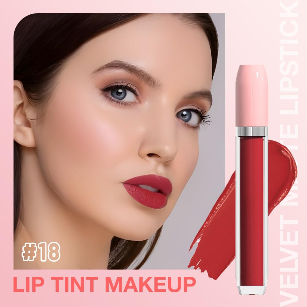 BINGBRUSH Super Matte Longwear No-Budge Stay On Smudge Proof Liquid Lipstick Long Lasting Makeup for Women,Highly Pigmented Color and Instant Shine, Cheeky