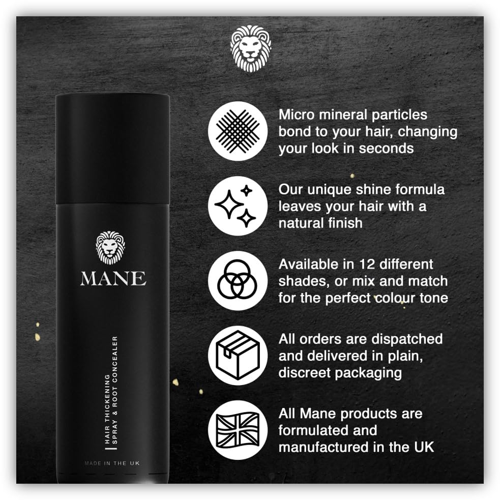 Hair Thickening Fiber Spray by Mane (200 ml, Silver)