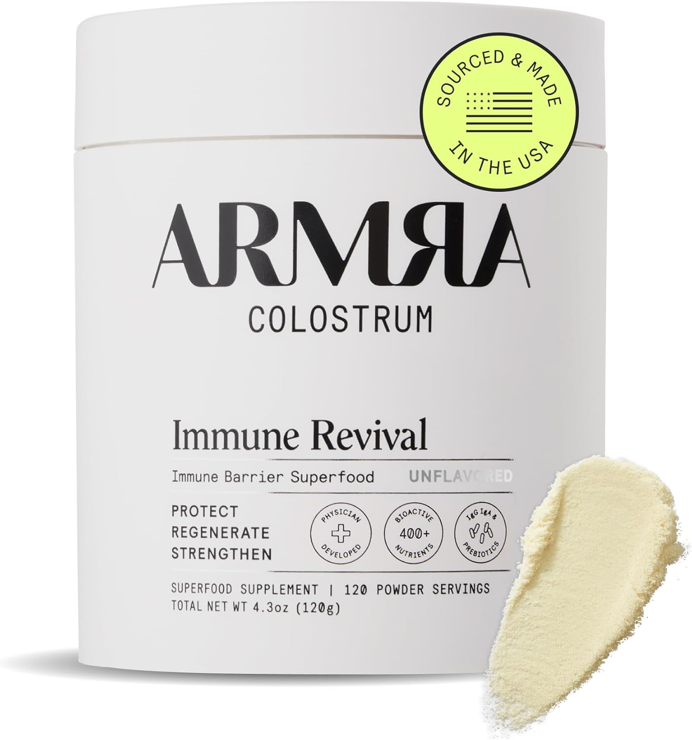 ARMRA Colostrum™ Powder | Unflavored | Gut Health & Bloating | Skin & Hair | Immunity | Keto, Gluten & Fat-Free | 120 Servings