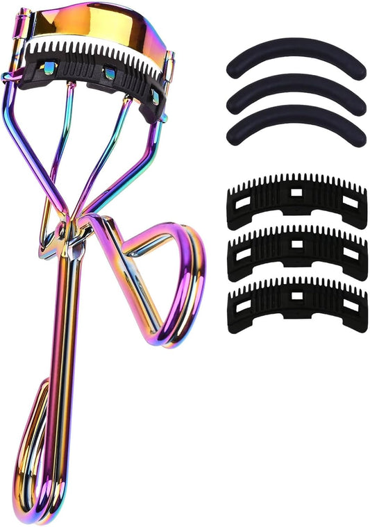 Eyelash Curlers with Comb IMMER LIEBEN Fashion Cute Eye Lash Curler with 3 Combs, 3 Refill, 10 Seconds for Long-Lasting Curl Colorful