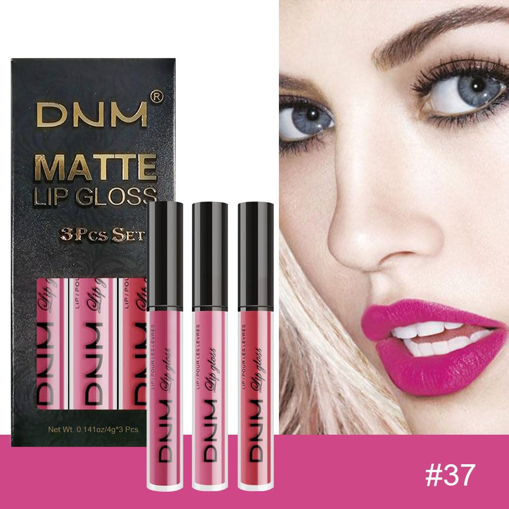 evpct 3Pcs Rose red plum Warm pink Deep cranberry Matte Liquid Lipstick Set for Women 24-hour Matte Lipstick Lip Stain Gloss Long Lasting 24 Smudge Waterproof labiales mate larga duracion 24