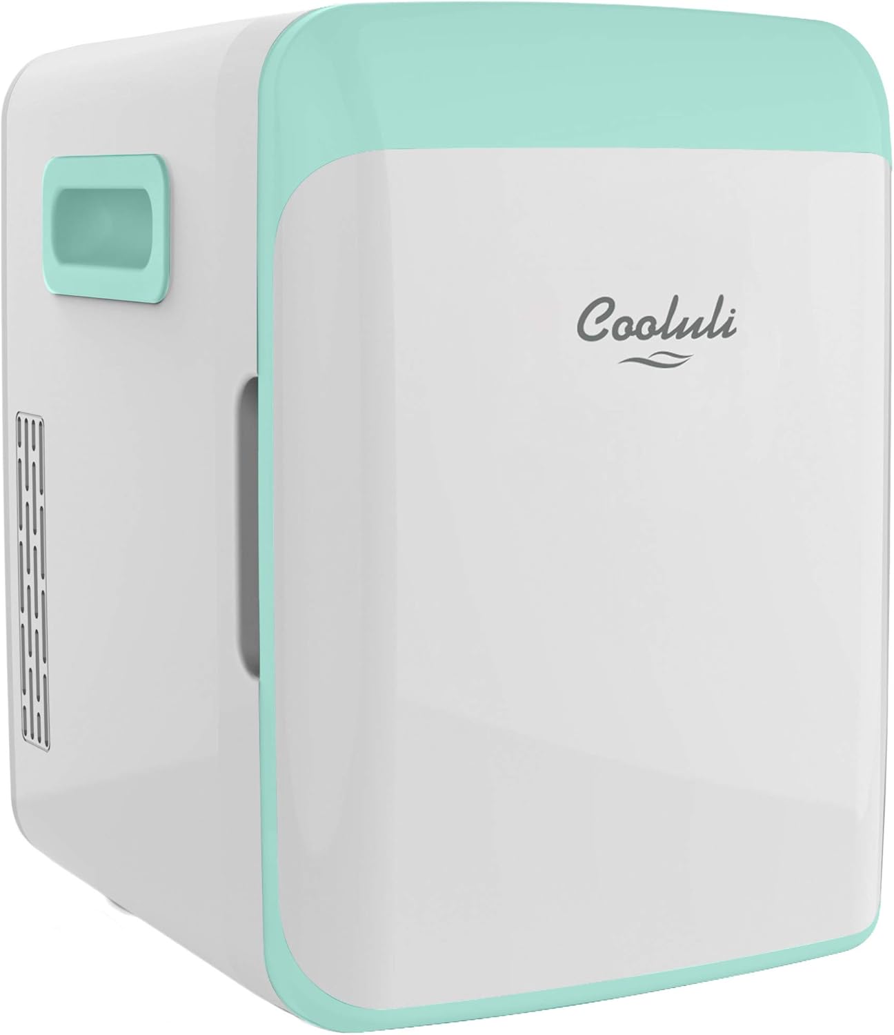 Cooluli 10L Mini Fridge for Bedroom - Car, Office Desk & College Dorm Room - 12V Portable Cooler & Warmer for Food, Drinks, Skincare, Beauty, Makeup & Cosmetics - AC/DC Small Refrigerator (Turquoise)