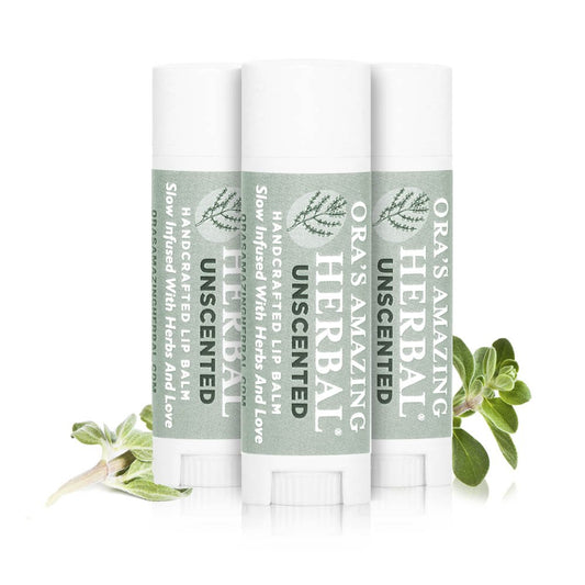 Unscented Lip Balm, Herbal Healing Lip Balm, Balm for Perioral Dermatitis, Very Dry Lips, Natural Fragrance Free Beeswax (Unscented Pack of 3)