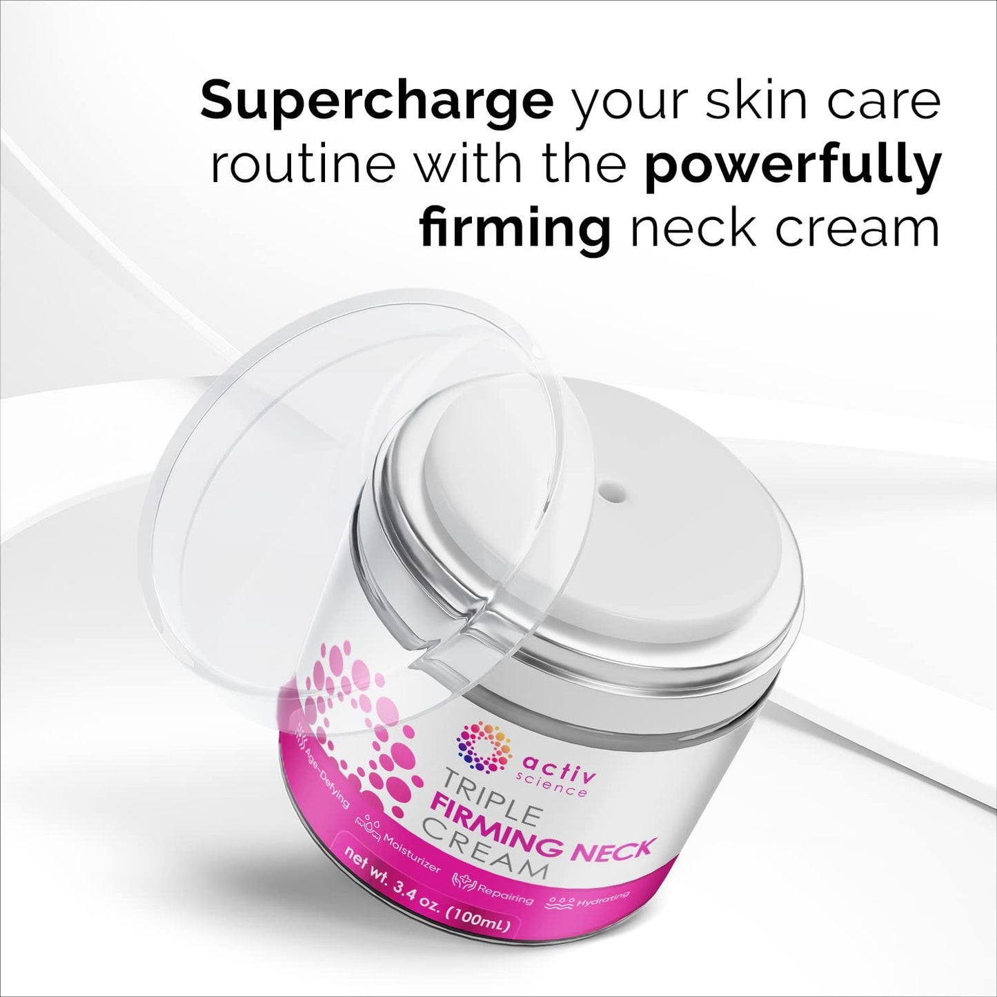 ACTIVSCIENCE Neck Firming Cream - Natural Anti-Aging Facial Moisturizer with Retinol Collagen & Hyaluronic Acid - Day & Night Anti-Wrinkle Cream - Firming, Hydrating Face Cream - 3.4Oz