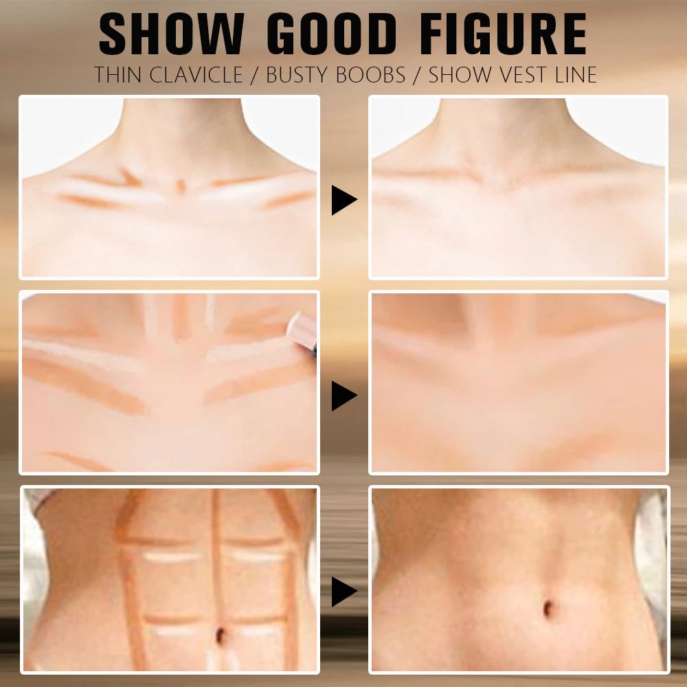 Dual-Ended 2-in-1 Cream Contour & Highlighter Stick – Waterproof, Long-Lasting for Face & Body Makeup, Suitable for All Skin Tones, 04#Nude Brown + Nude