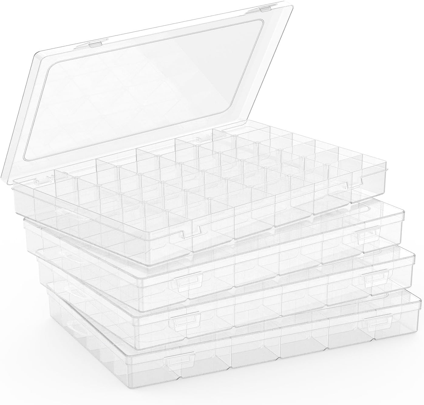 1 Pack Plastic Organizer Container Box, 36 Grids Clear Plastic Parts Organizer Box, for Beads, Art DIY, Crafts, Jewelry, Fishing Tackle with Label Stickers