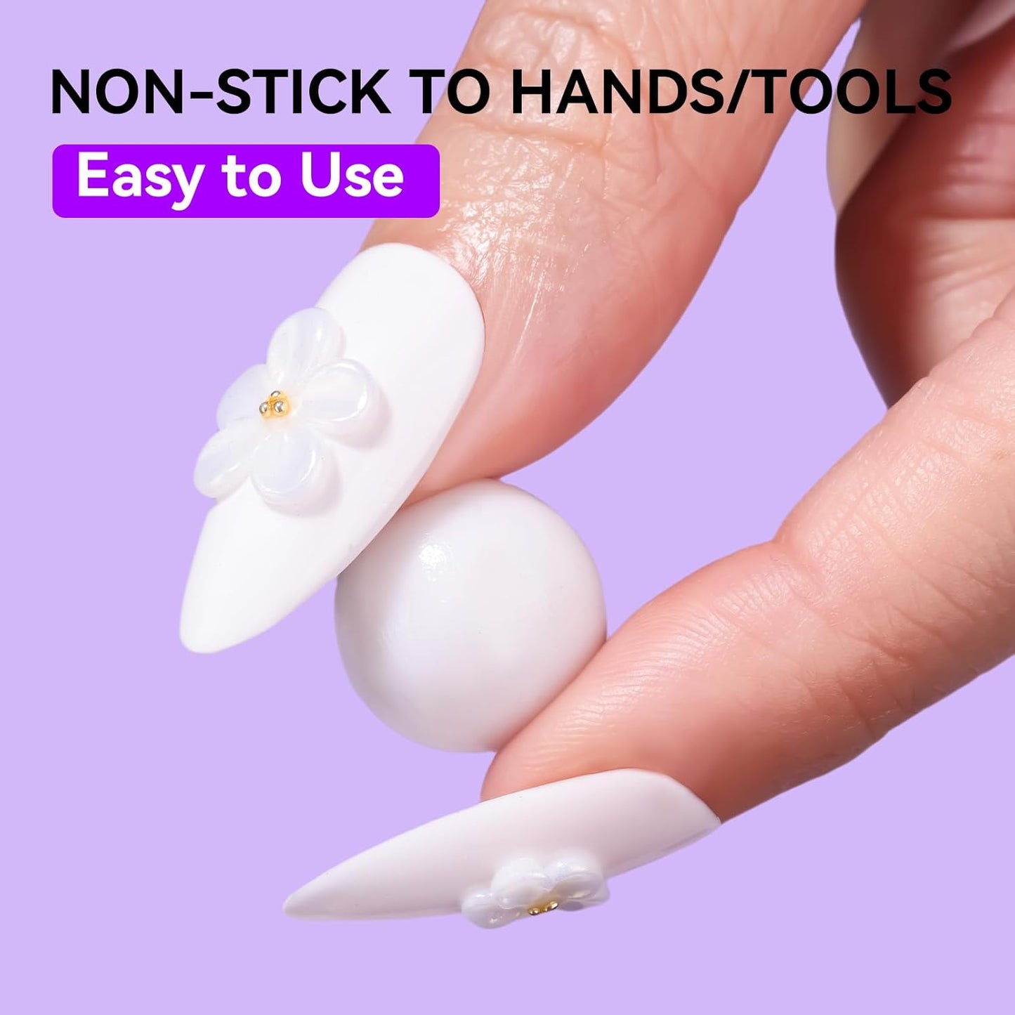 Makartt 3D Gel Nail Art: 4-in-1 Solid Gel Builder Non-sticky for Extension, 2pcs White and Dusty Pink 3D Sculpting Gels, UV Glue for Fake Nails, Rhinestones & Carving Hard Gels for UV/LED Lamp Require