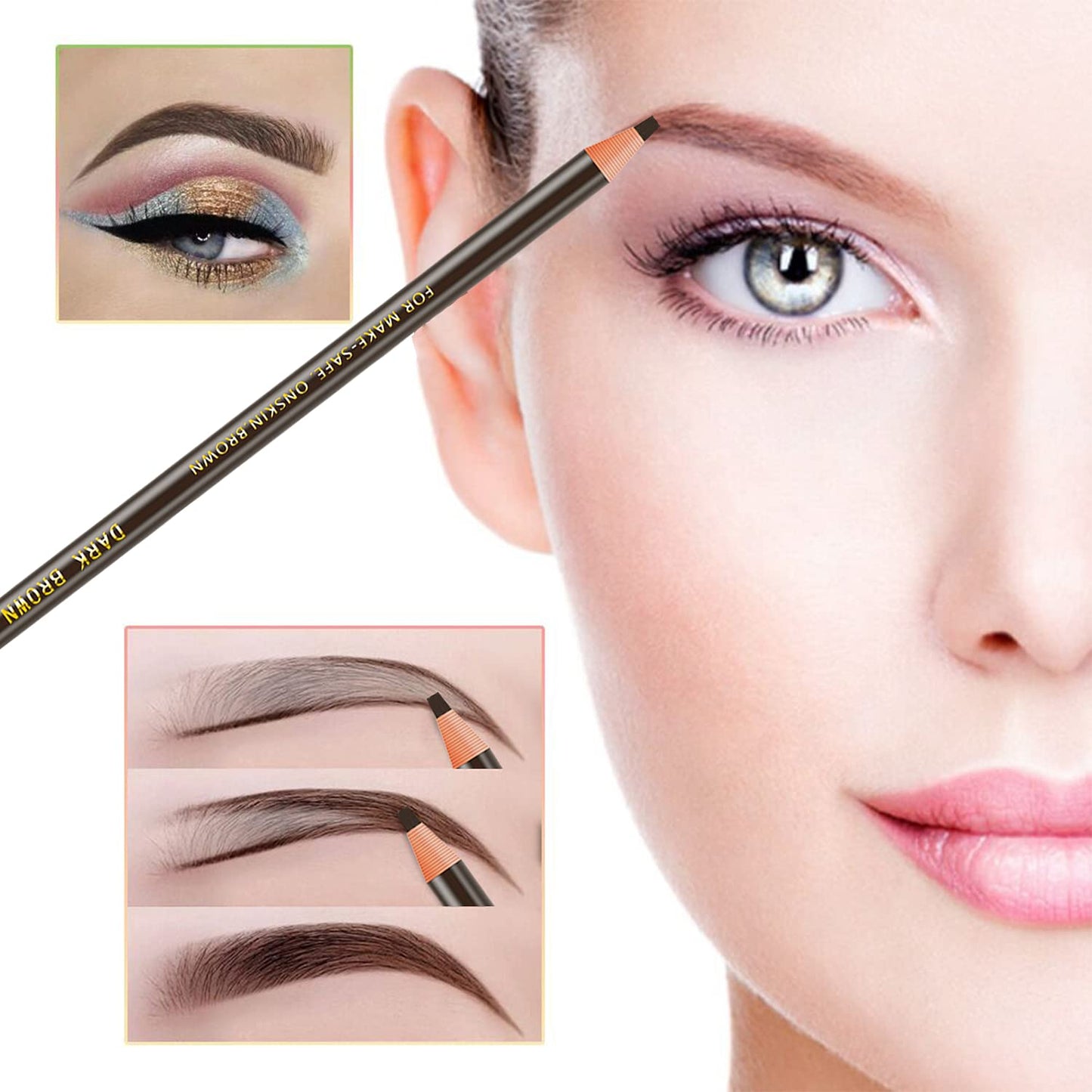 6 Piece Gray Colour Waterproof Eyebrows Pencil Tattoo Makeup And Microblading Supplies Kit-Permanent Eye Brow Liners In Waterproof Eyebrow Pencils Peel - Brow Pencil Set For Marking(6 Pcs)