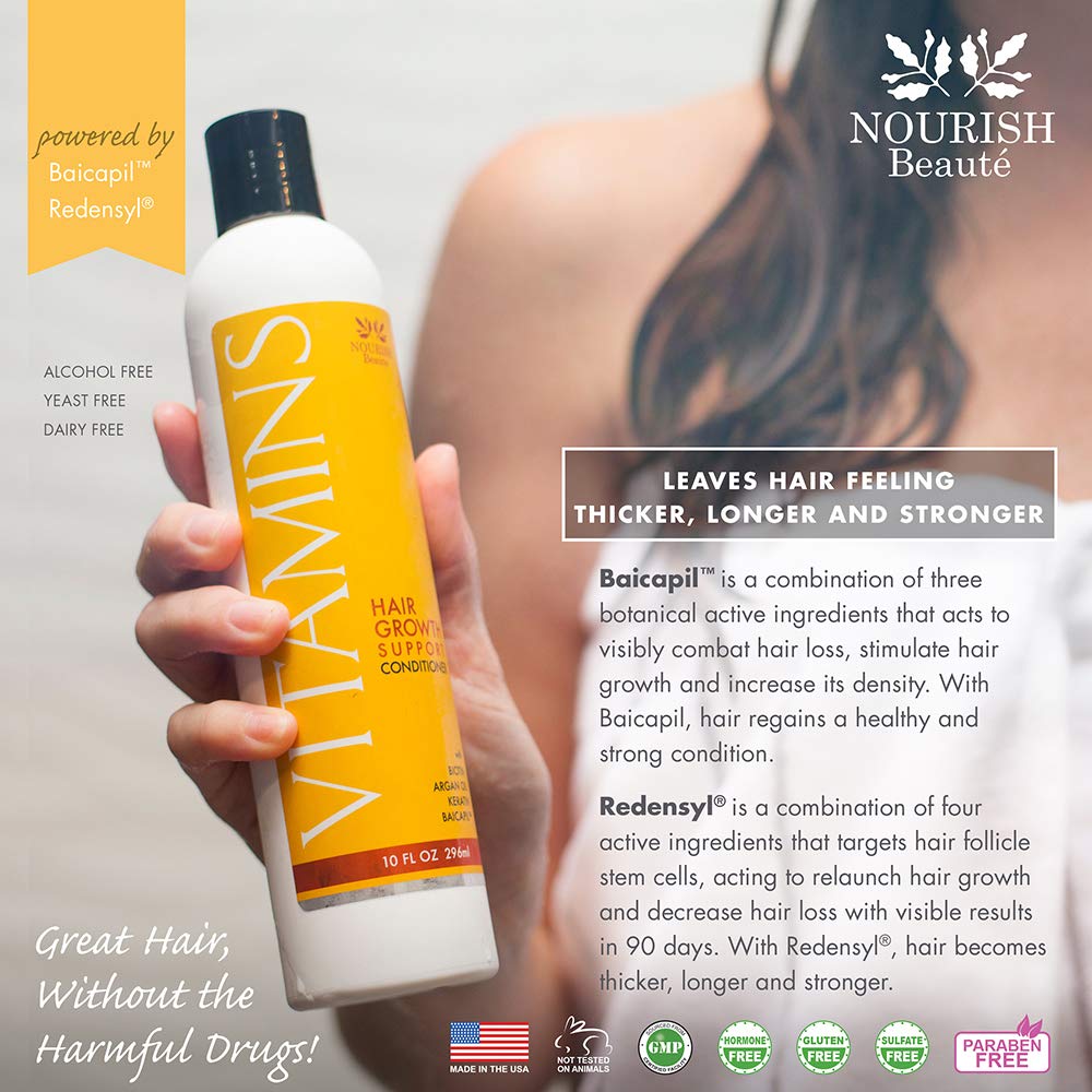 Nourish Beaute Vitamins Conditioner for Hair Loss that Promotes Hair Regrowth, Volume and Thickening with Biotin, DHT Blockers, Antioxidants, Oils and Extracts For Men and Women, Conditioner, 1 Pack