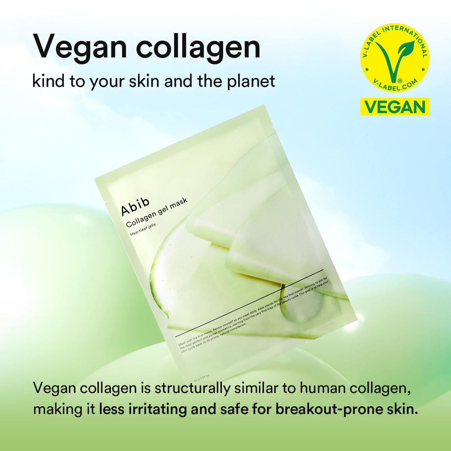 Abib Collagen Gel Mask Heartleaf Jelly 10 Sheets (Soothing) I Korean Vegan Collagen, Cooling Calming Hyaluronic Acid Hydrogel Face Mask Skin Care