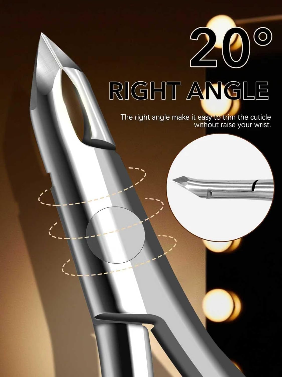 Cuticle Nippers, Professional Cuticle Trimmer Extremely Sharp Cuticle Cutter Stainless Steel Manicure Nail Cuticle Remover Tools for Women, Men, Home Salon Use