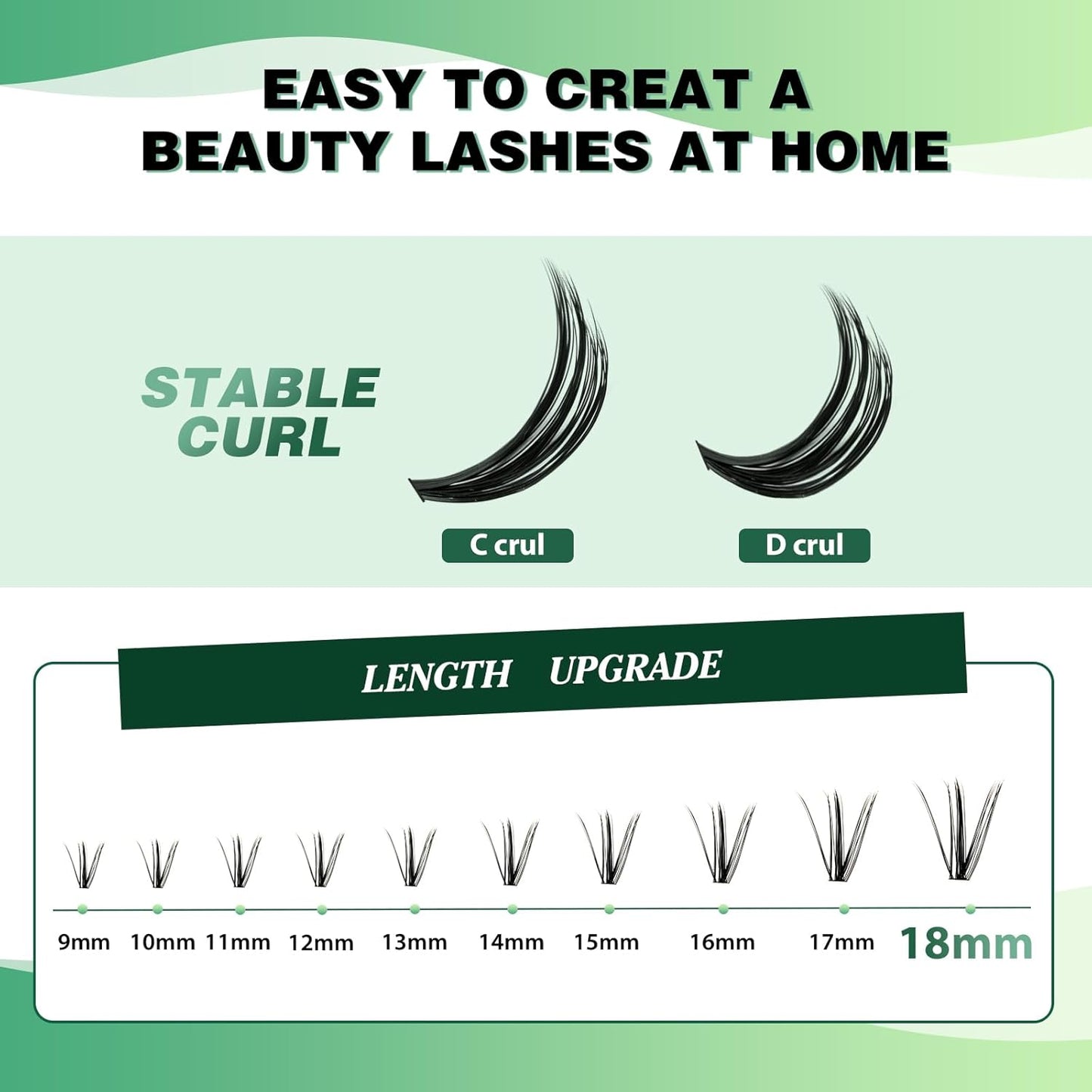 Lash Clusters 300pcs Individual Lashes 50D 0.07D Curl 17mm DIY Eyelash Extension KEYYOU Large Tray Volume Soft&Natural Eyelash Clusters(50D-0.07D,17）