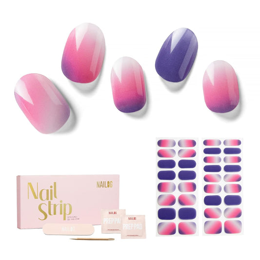 Nailog Semi Cured Gel Nail Strips 34 pcs | Long Lasting Nail Polish Sticker Wraps with Glossy Gel Finish | at Dust