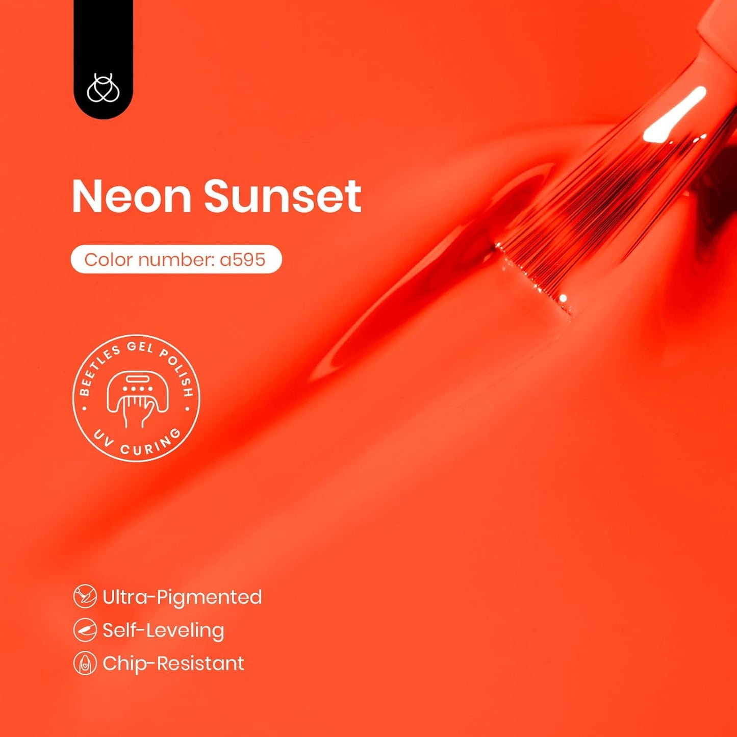 Beetles Neon Orange Gel Polish - Neon Sunset Halloween Gel Nail Polish, Bright Orange Vibrant Color Soak Off UV High Glossy Nail DIY Drawing at Salon Home Nail Art 15ml
