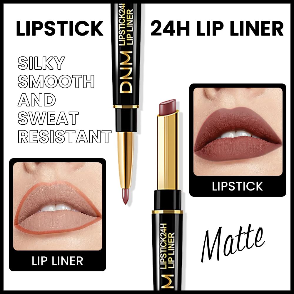 evpct 1Pcs Matte Lip Liner and Lipstick Combo Set Kit for Women, Magic Neutral Lipsticks 24 Hours Original Lipstick and Lips Liner Pencil Stain Gloss Makeup Long Lasting Waterproof, 33# MORE TAUPE
