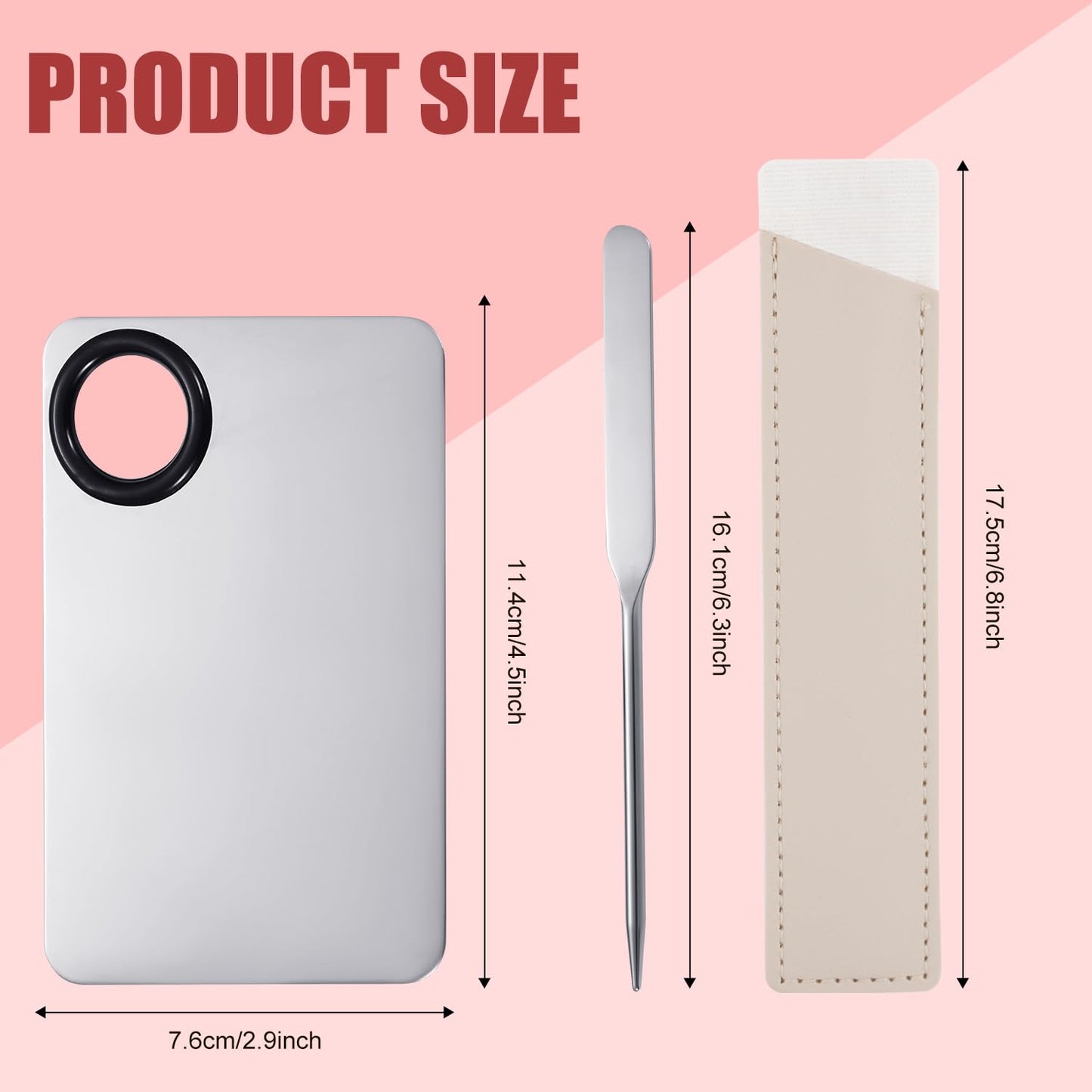 Foundation Spatula, Stainless Steel Makeup Mixing Palette with Makeup Spatula Korean Reusable Cosmetic Spatula Tool for DIY Liquid Foundation Nail Polish Contour Primer