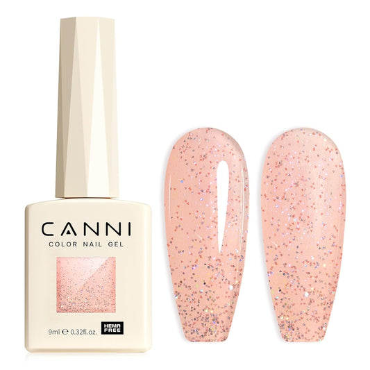 CANNI 1 Pcs Pink Glitter Gel Nail Polish, Shimmer Sparkly Pink Colors Gel Polish Soak Off Led Nail Art Gel Manicure Salon DIY