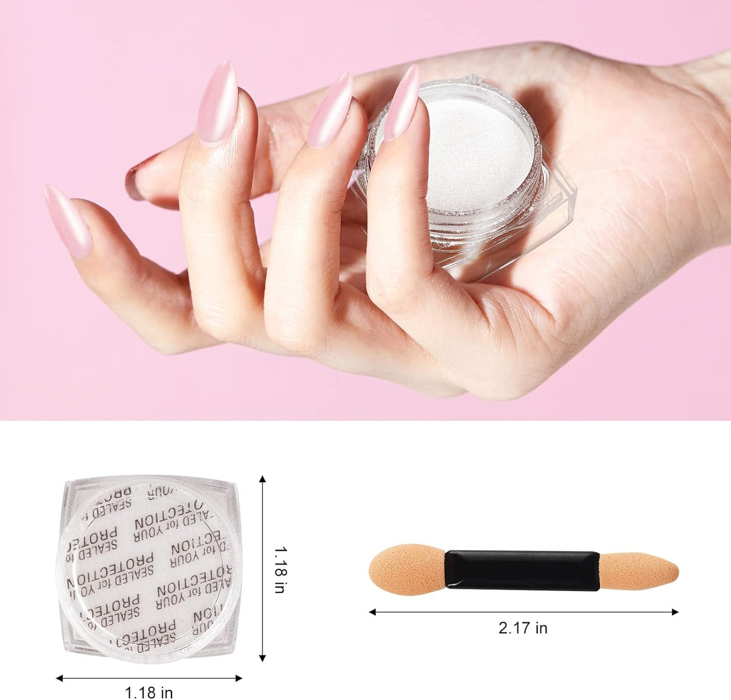 Artdone 3PCS White Pearl Chrome Nail Powder,Iridescent Aurora Powder Metallic Mirror Effect Pigment Pearlescent Mermaid Pigmen for Nail Art Manicure Decoration Sets