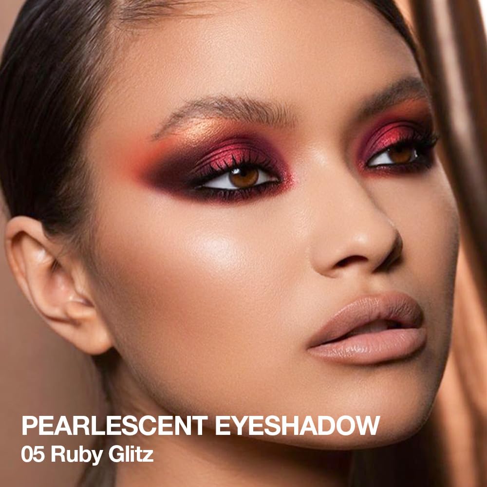 BINGBRUSH Glitter Eyeshadow Stick & Eyeliner Pencil, 4-in-1 Metallic Shimmer Cream Eyeshadow, Long-Lasting Waterproof Eye Brightener, Highly Pigmented Eye Makeup(#05-Ruby Glitz)