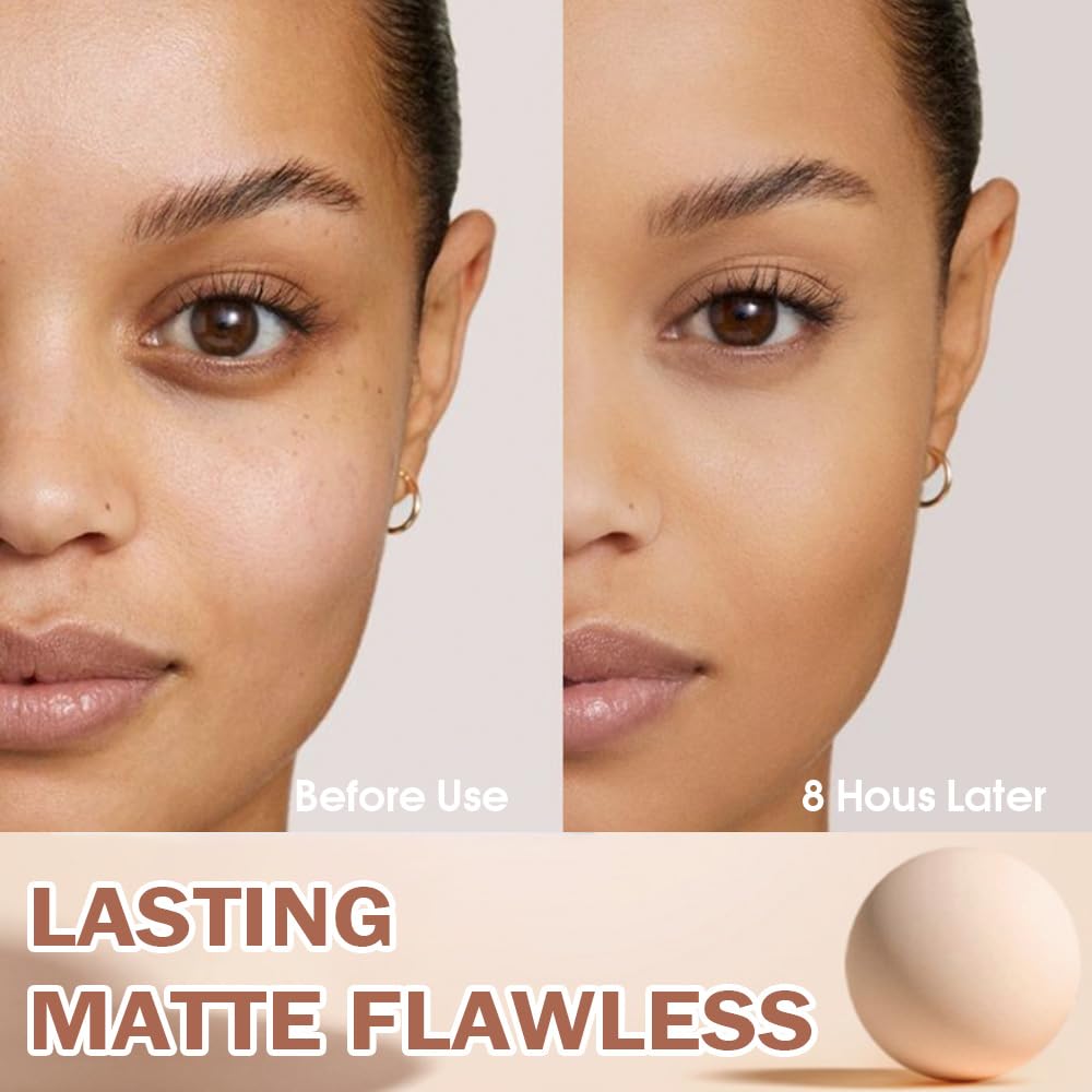 Kaely Pressed Face Powder Compact, Oil Control Flawless Makeup Setting Powder, Perfection Matte Compact Powder Foundation, polvo compacto de maquillaje, Lightweight Waterproof, 03 Pure Beige