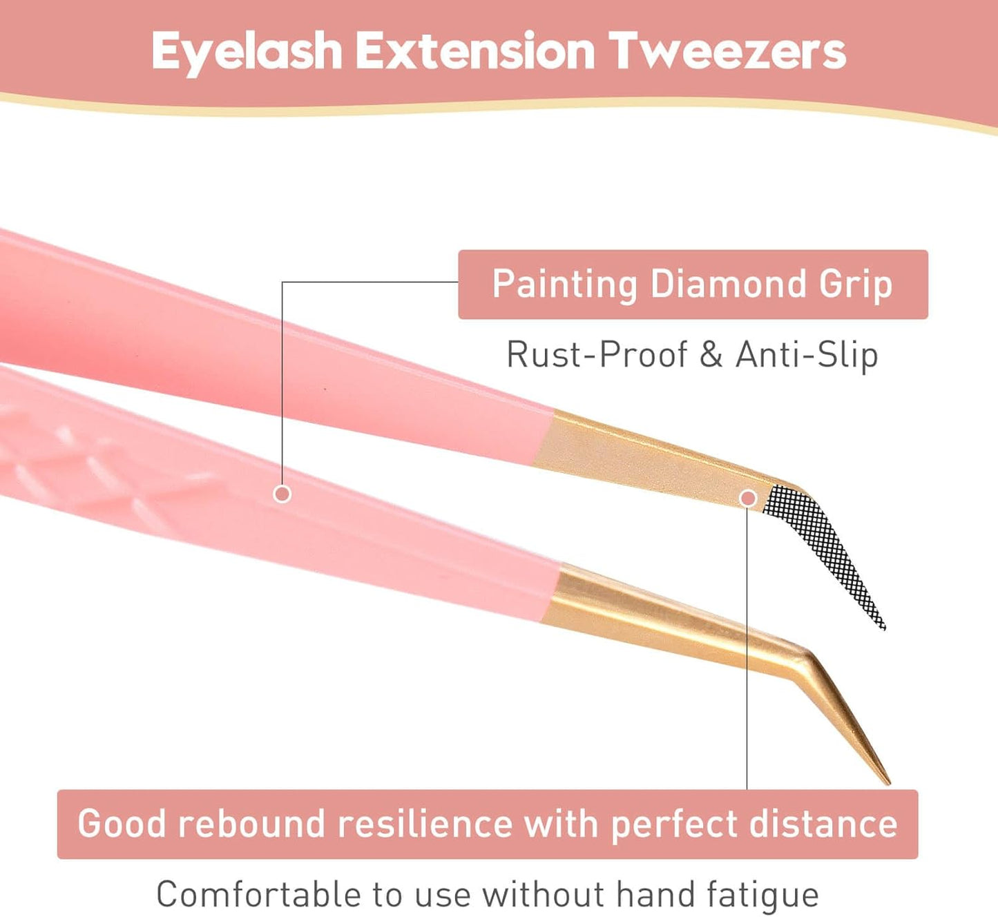 Ms.Queen Eyelash Extension Tweezers,4Pcs Fiber Tip Lash Tweezers for Volume Lashes Make Fans,45 90 Degree Boot Isolation Lash Tweezers Set