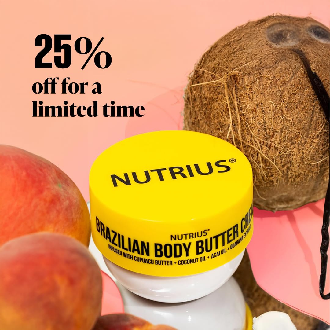 Nutrius Brazilian Body Butter Cream, 6 FL OZ