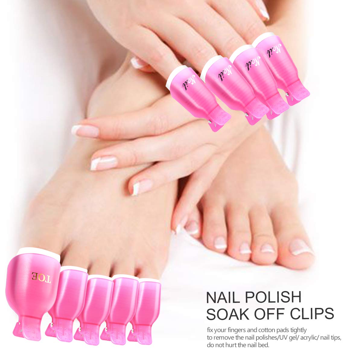 Teenitor Nail Polish Gel Remover Tool Kit With Soak Off Clips, Cuticle Pusher Peeler Scraper, Remove Pads, Files, Buffer Block, Pink Nail Brush
