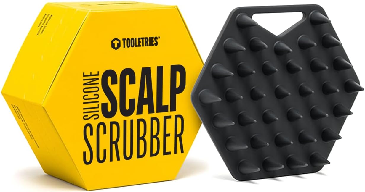 TOOLETRIES Scalp Scrubber - Silicone Exfoliating Hair Scrubber for Men, Bath & Shower Accessories - Durable Scalp Massager That Boosts Circulations & Strengthens Hair - Charcoal