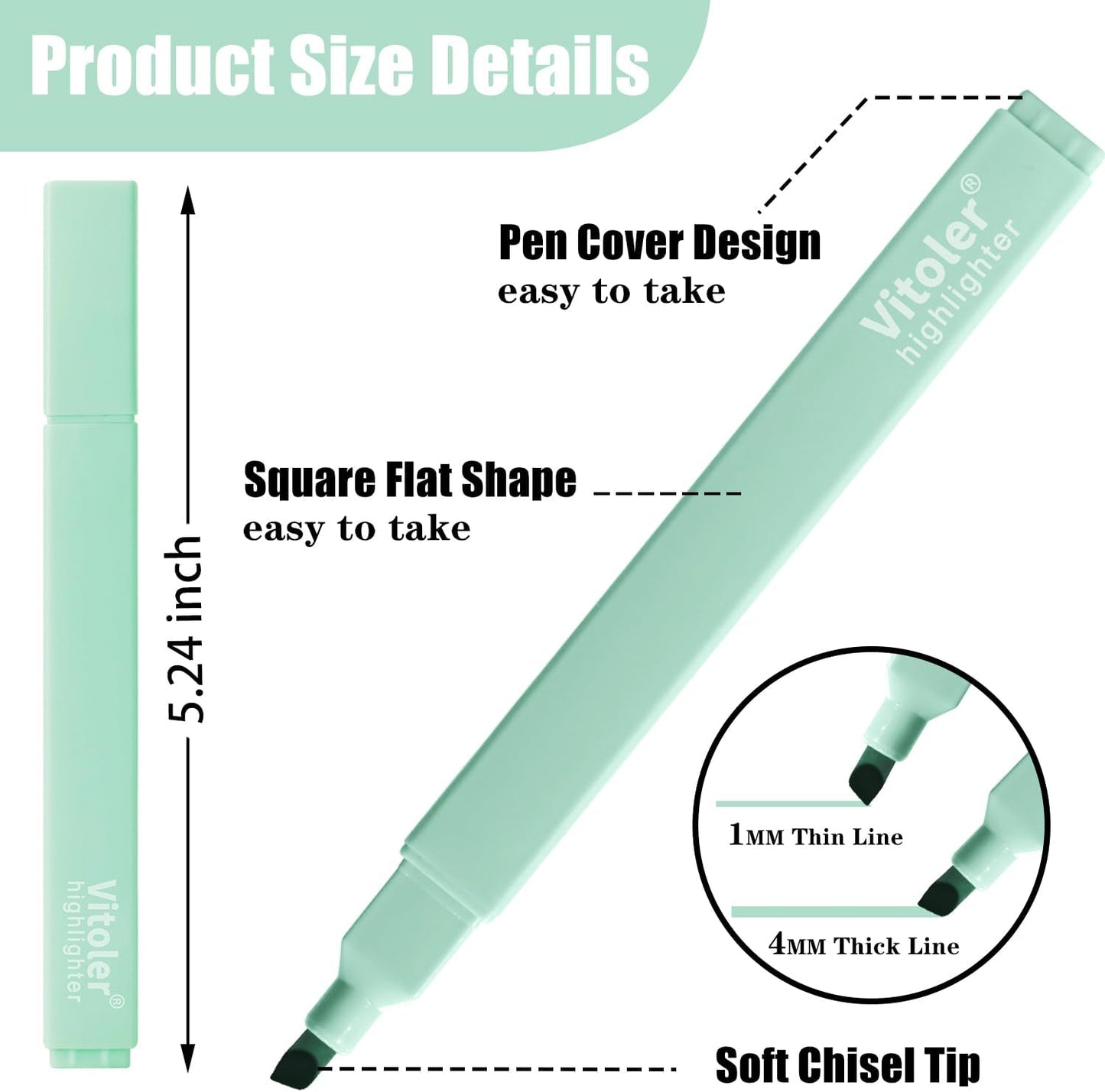 Vitoler Bible Highlighters Assorted Colors,8 Pack,Soft Chisel Tip,Cute Highlighters Set for Aesthetic School Office Supplies,Book Markers