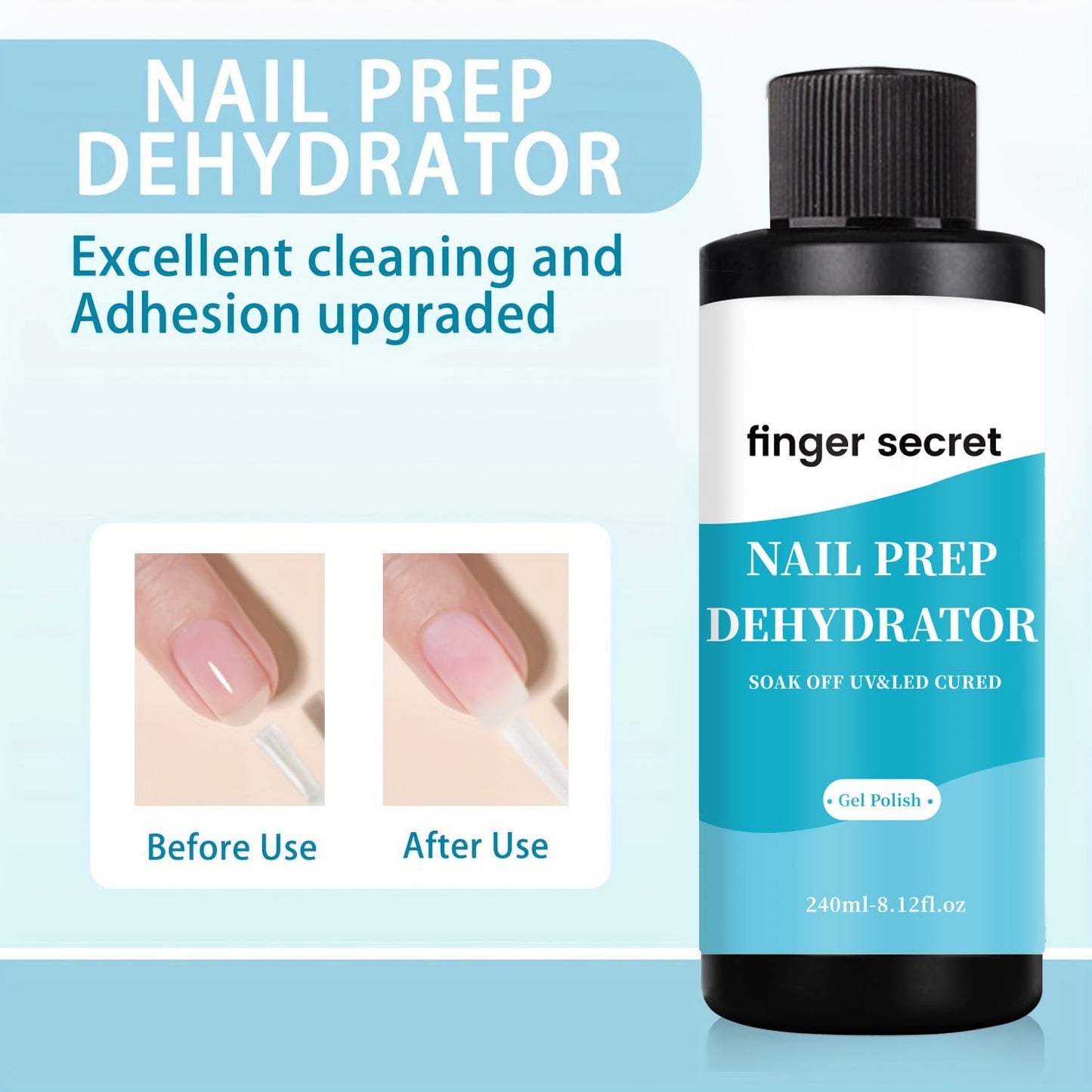 240ml/8floz Nail Prep Dehydrator for Gel Polish, Fast Dry Nail Primer, NaiL Dehydrator for Nail Art Design in Salon or Home Use