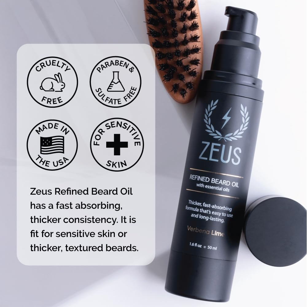 ZEUS Refined Beard Oil for Men, Leave-In Conditioner for Beard & Mustache, Softens Hair, Fights Dryness & Itch (Made in USA) Vanilla Rum